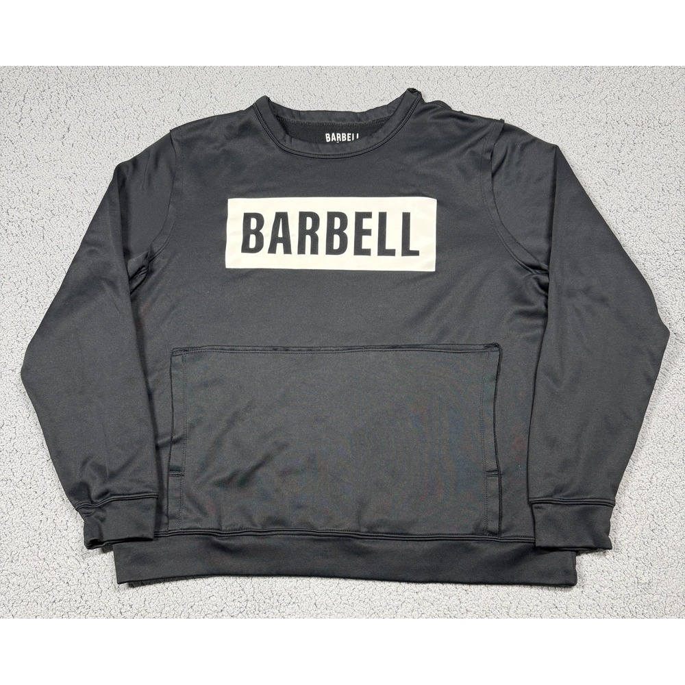 Barbell Apparel Sweatshirt‎ Mens Large Black Fleece Pullover Kangaroo Pocket
